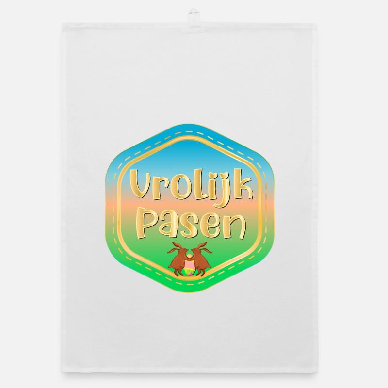 Happy Easter Easter bunnies Organic dish towel