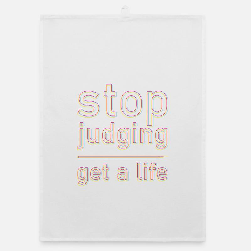 stop judging - Organic Geschirrtuch - Weiß