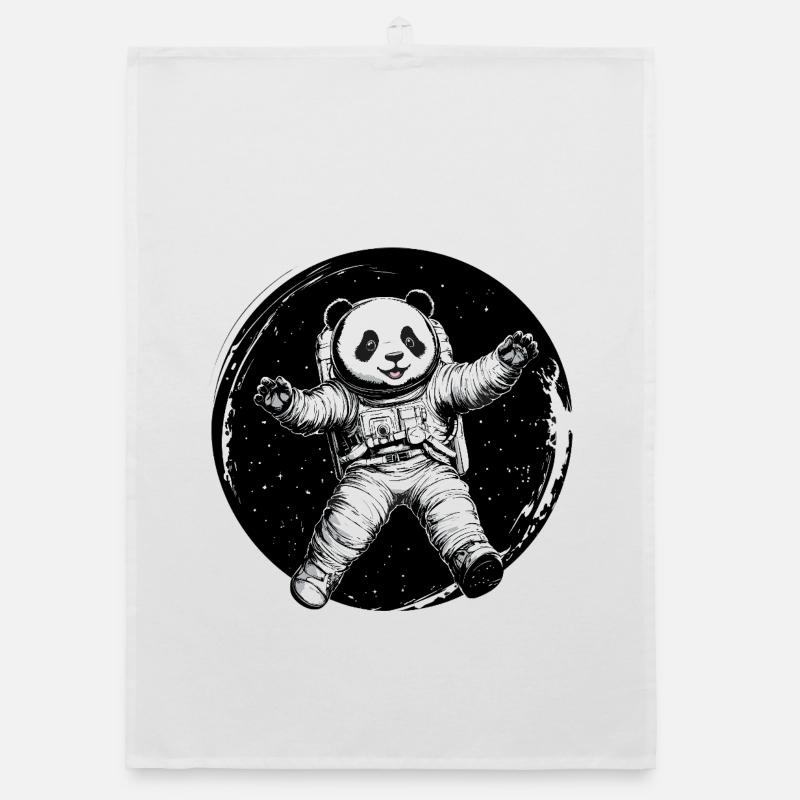 Astronauten-Panda – Süßer Space Explorer - Organic Geschirrtuch - Weiß
