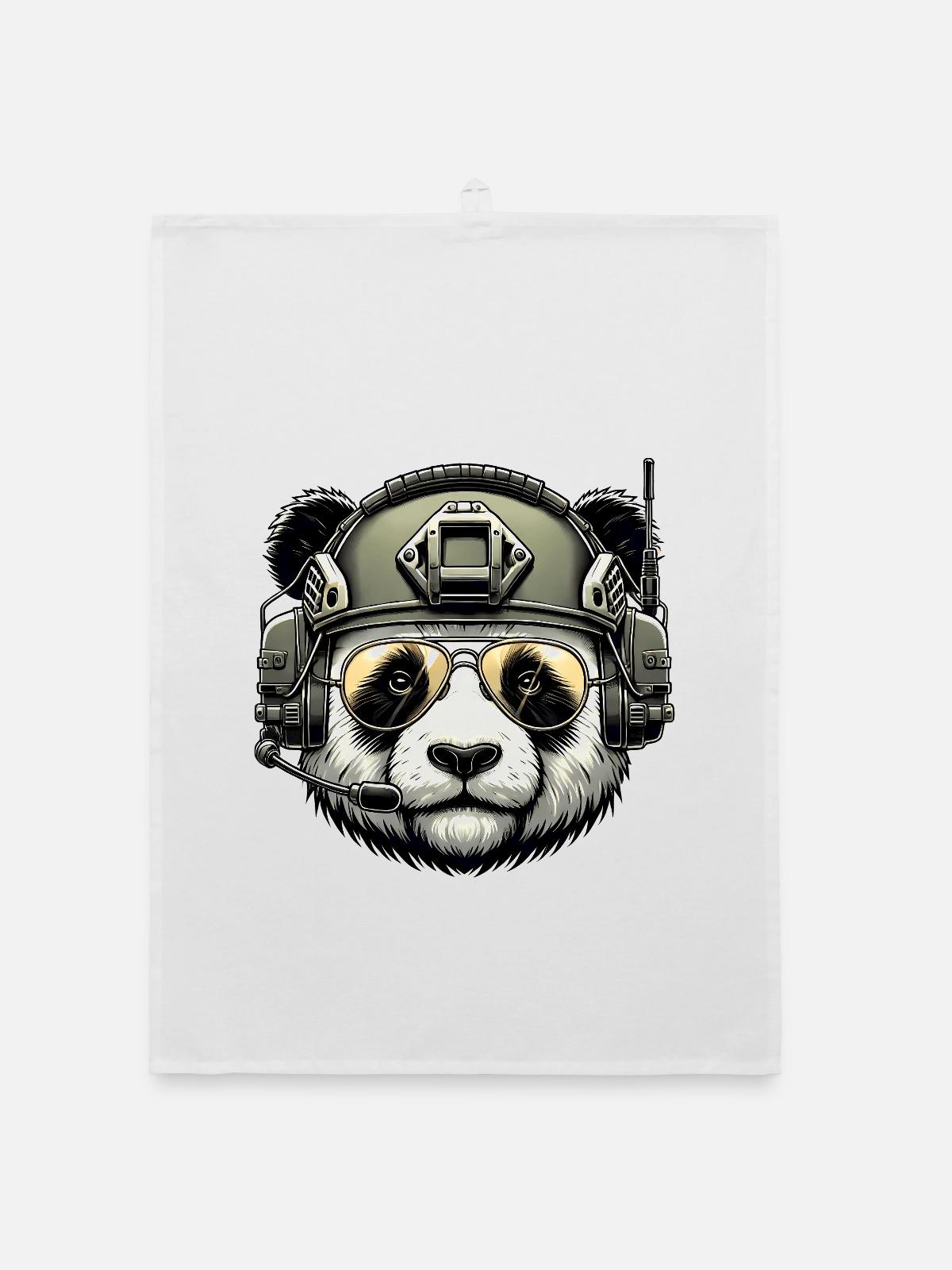 Panda Military Army Design - Torchon bio - blanc - Devant
