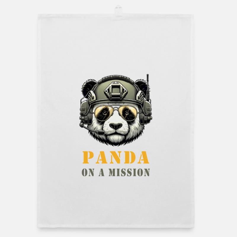 Panda in Mission / Militär Organic Geschirrtuch
