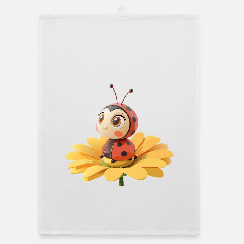 Coccinelle mignonne sur une fleur Torchon bio