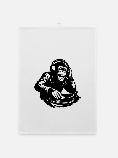 DJ The Monkey Dance Banksy Style - Organic Geschirrtuch - Weiß - Vorne