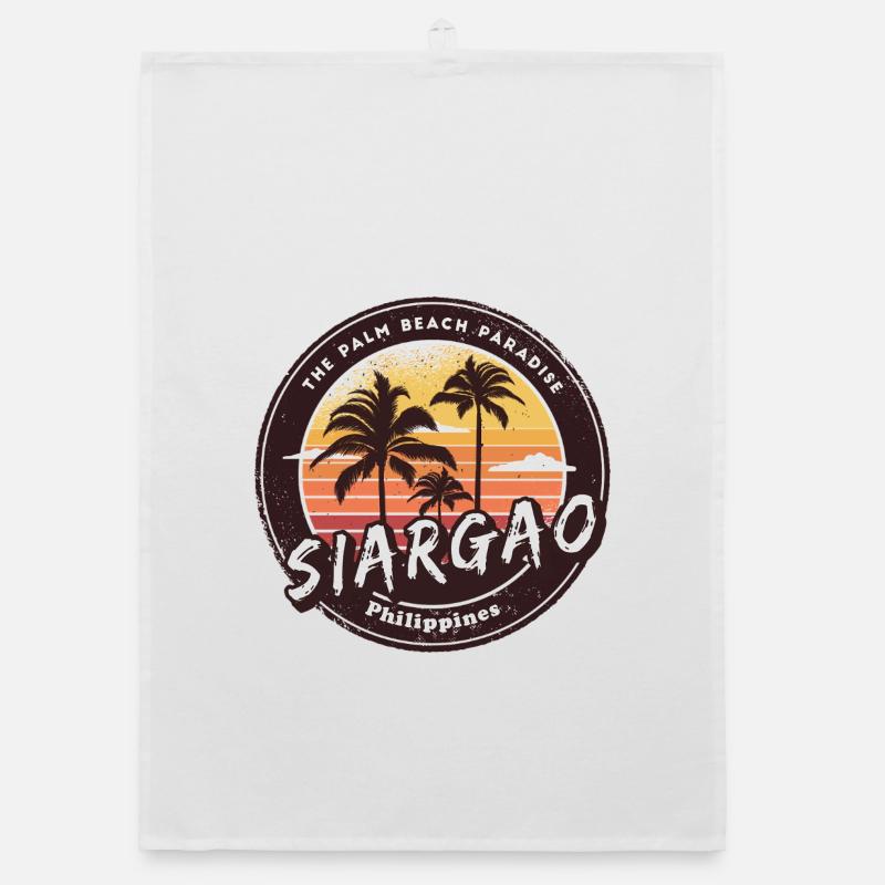 Siargao Philippines Beach Palm Trees Design Organic dish towel