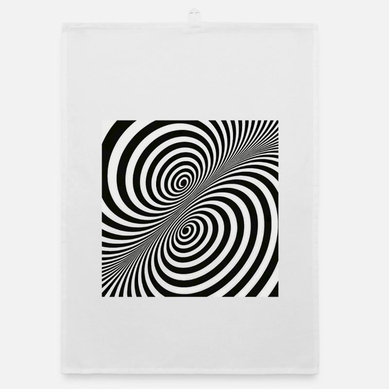 Optical Illusion Spiral Pattern in Black and White Organic dish towel