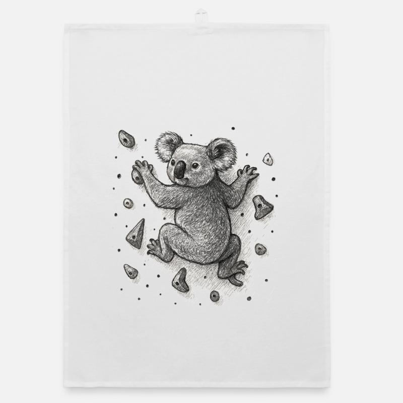 Bouldering Koala Bear Climbing Drawing Gift Organic dish towel