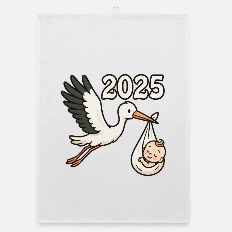 Stork with foundling in its beak 2025 Organic dish towel