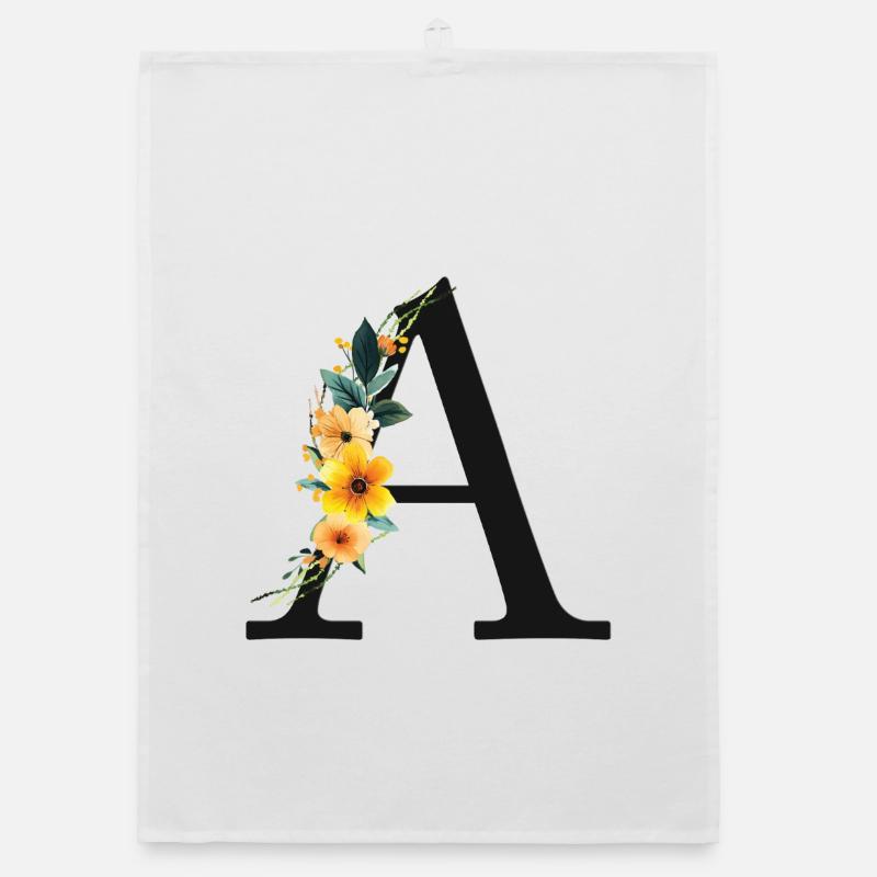 A Monogram, Floral, Personalizable Organic dish towel