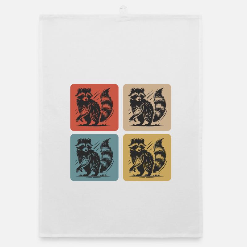 Design rétro élégant de raton laveur Torchon bio