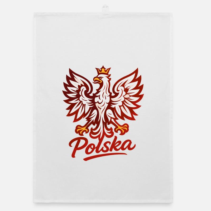 Pologne Polska Aigle Drapeau Drapeau Graphique Cadeau Torchon bio