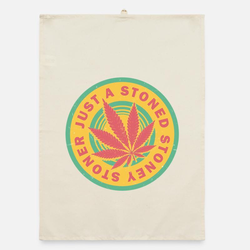 Vibrant Cannabis Leaf with Retro Circles Organic dish towel