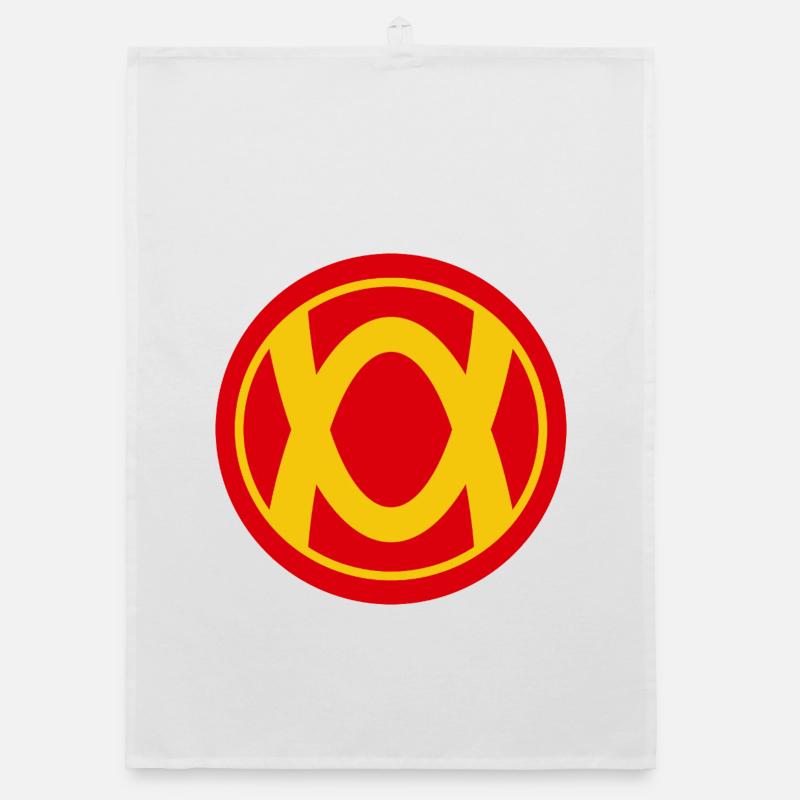 Retro Superhelden Emblem Design Organic Geschirrtuch