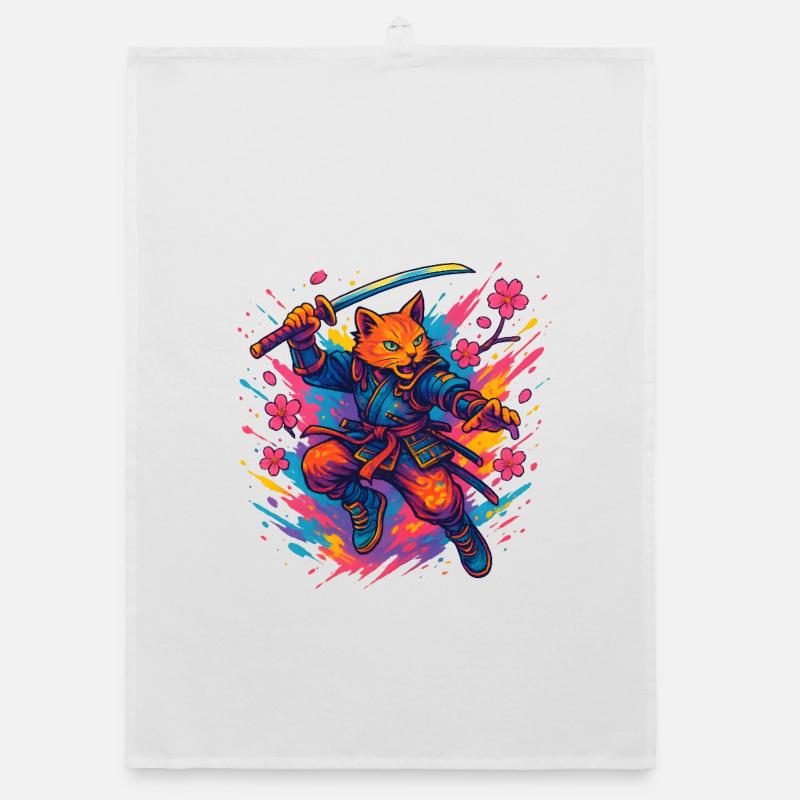 Guerrier chat de style samouraï Torchon bio