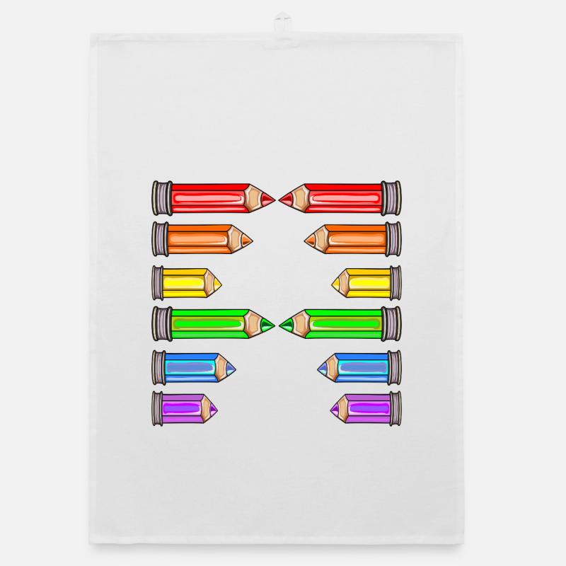 LETTRE UN NOM CRAYONS DE COULEUR D’ÉCOLE Torchon bio