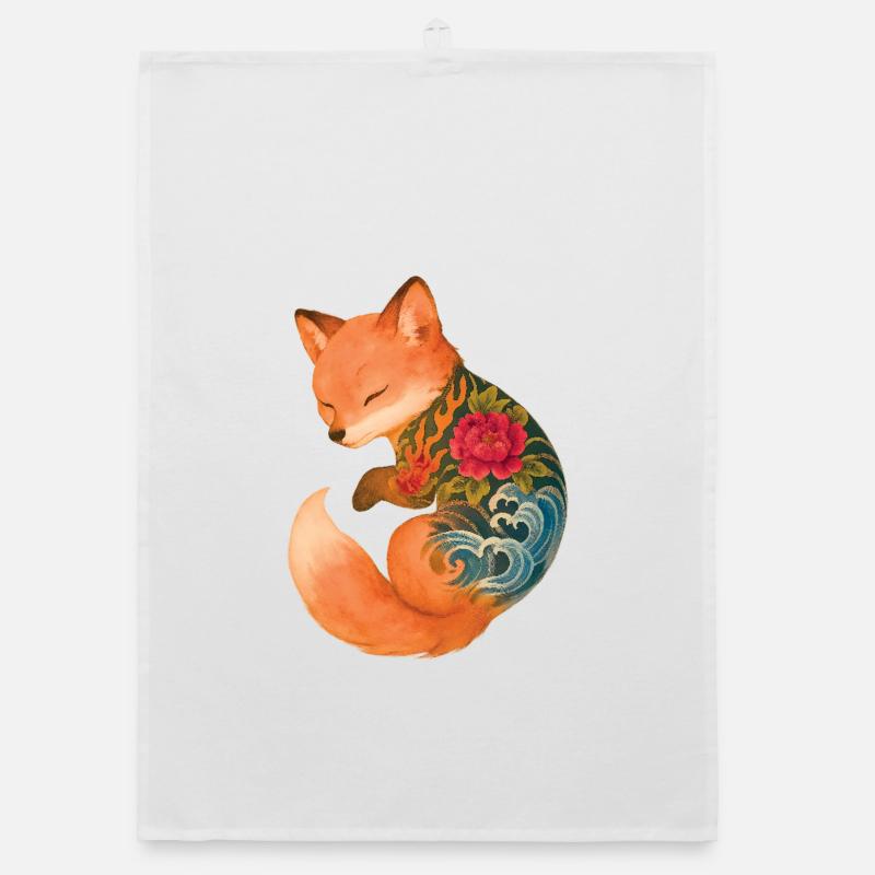 Tattooed Fox Cub – Floating Serenity Organic dish towel