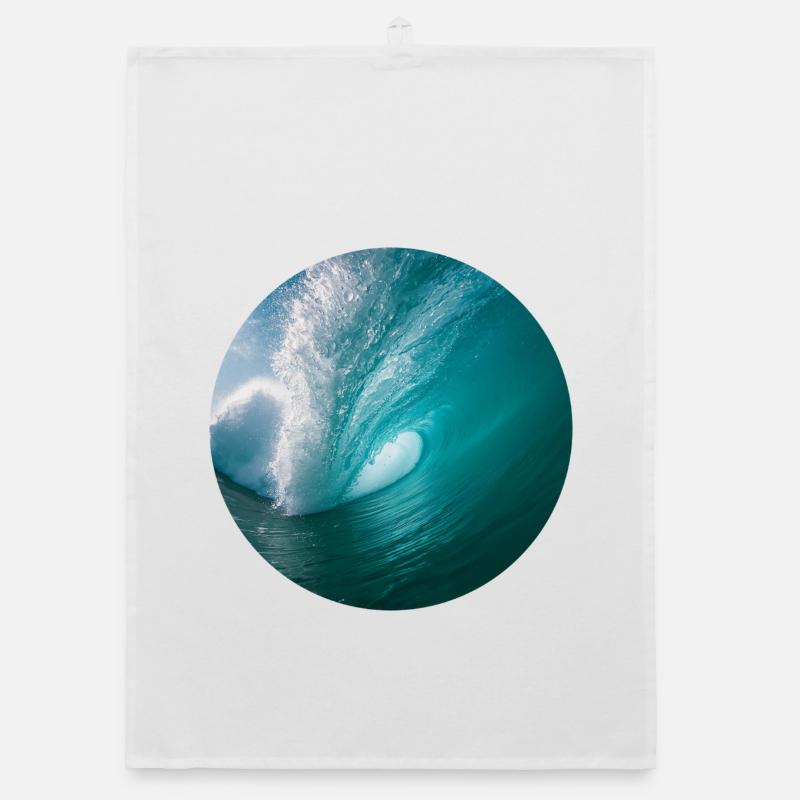 Dynamic ocean wave print Organic dish towel