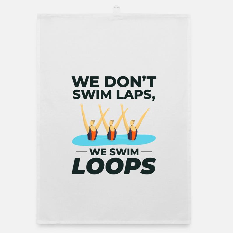 We Swim Loops Synchronized Swimming Humor Design Organic dish towel