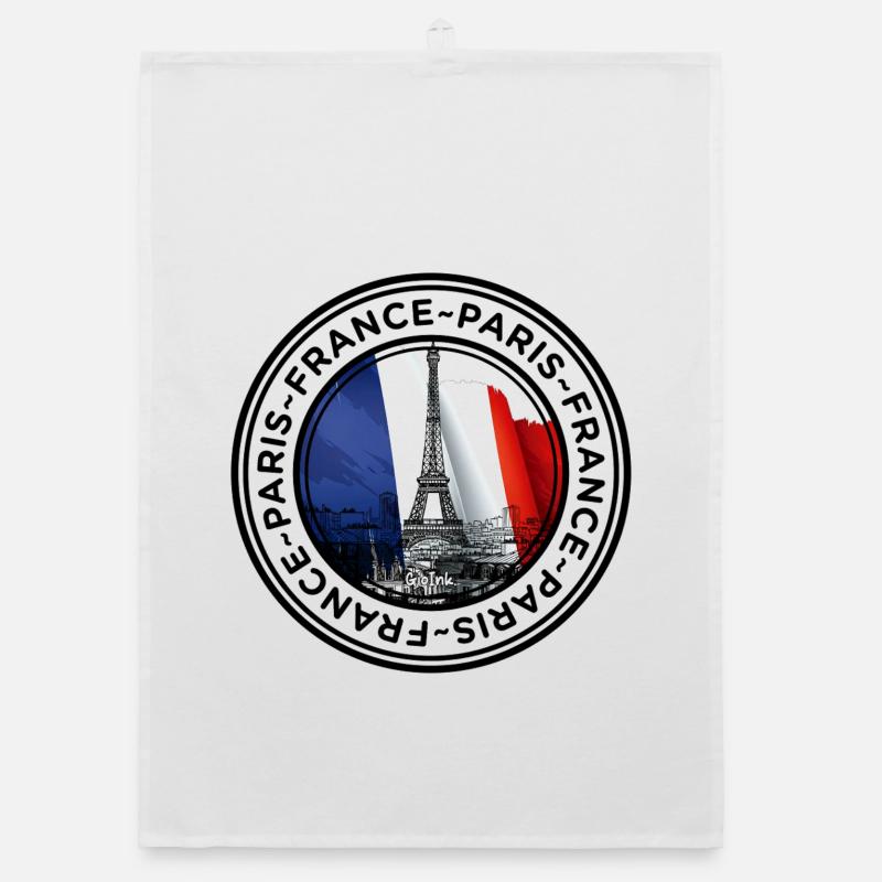 Illustration du drapeau français et de la tour Eiffel Torchon bio