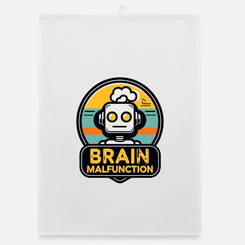 Brain Malfunction Retro Robot Logo Organic dish towel