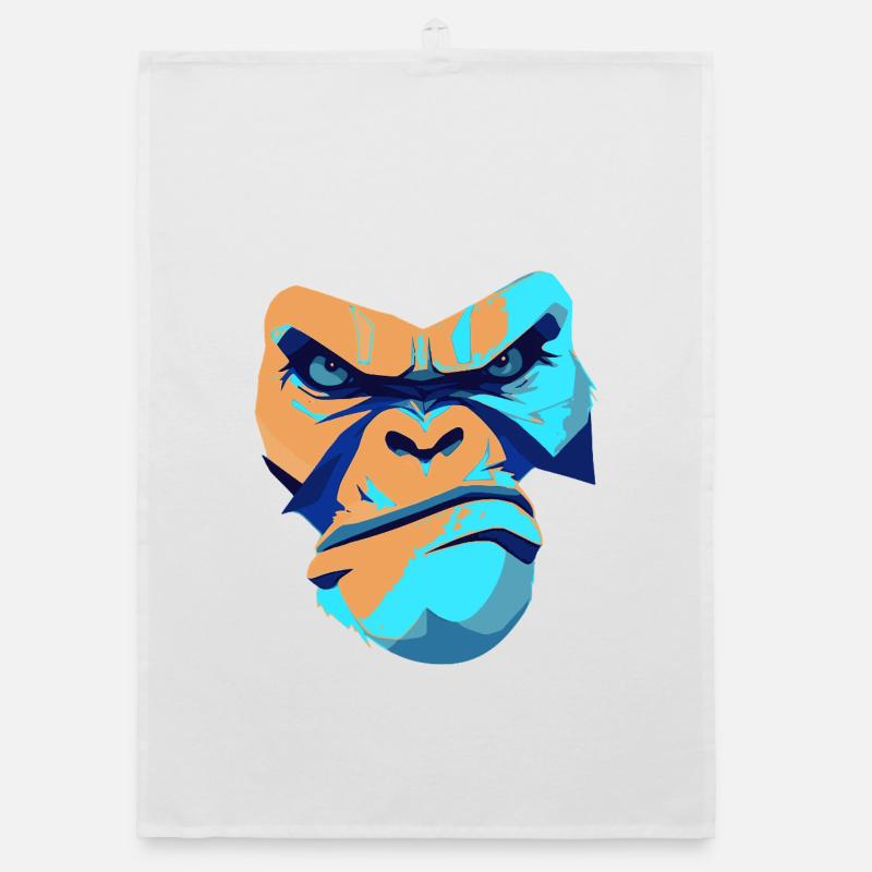 Imprimé imprété Gorille Bleu Devant Torchon bio