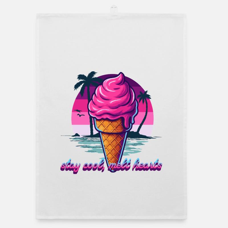 Pink Eiscreme Sunset Design Organic dish towel
