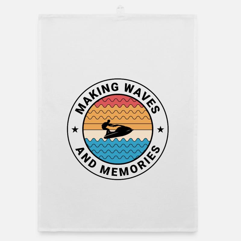 Making Waves and Memories Jetski  Organic dish towel