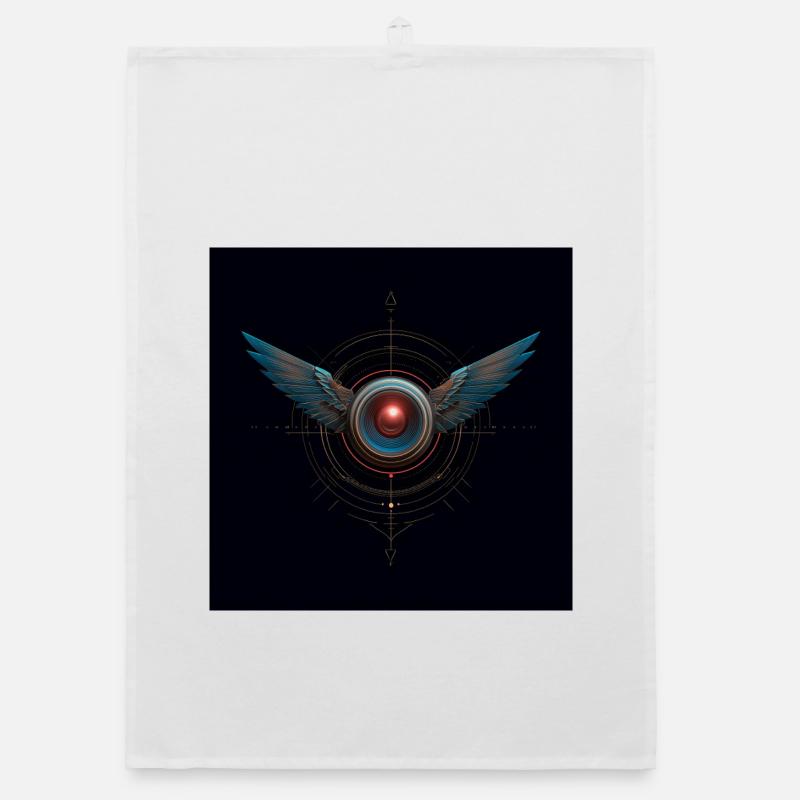 Futuristic Winged Emblem – Techno Vision Organic dish towel