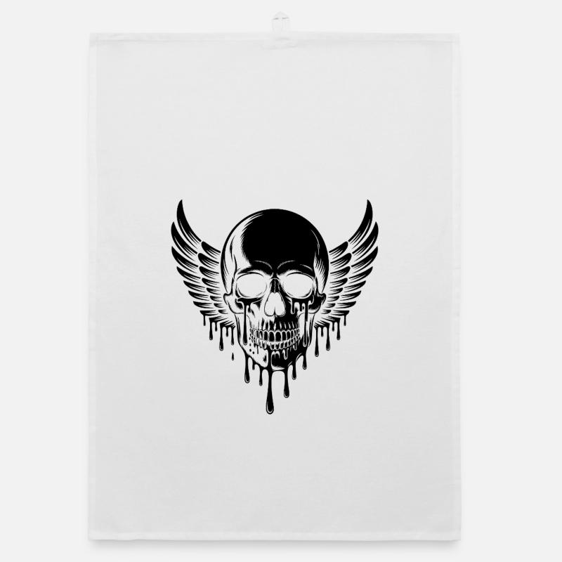 Winged Skull - Cool Skeleton Tattoo Organic dish towel