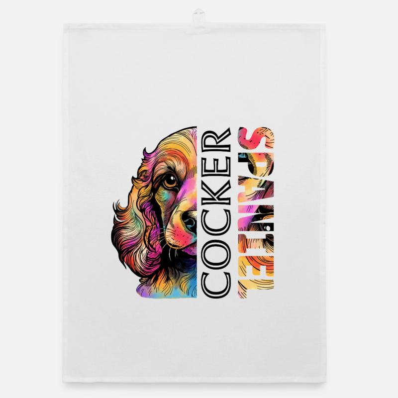 Colorful Cocker Spaniel Organic dish towel