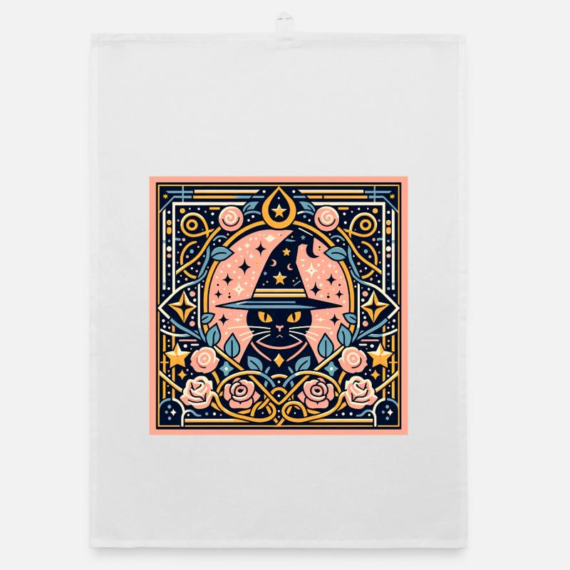 Witch Cat Organic dish towel