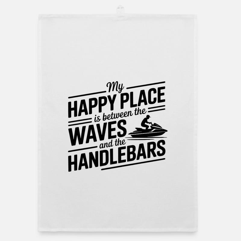 Happy Place Between Waves And Handlebars  Organic dish towel