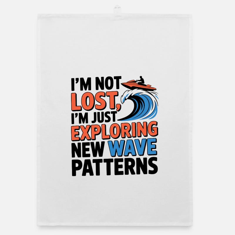 Funny Jetski Lost Exploring Waves  Organic dish towel