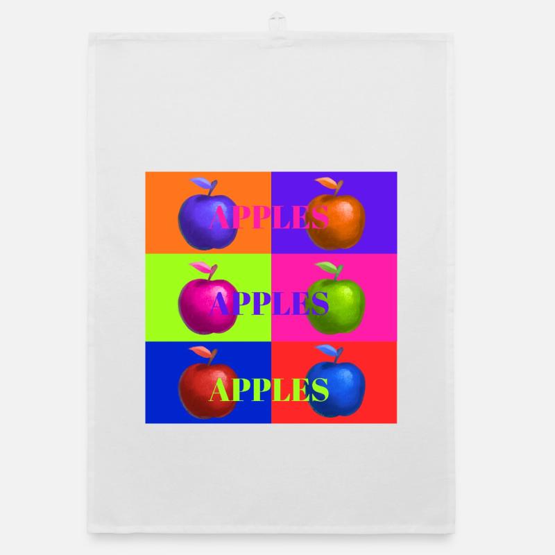 Pop Art Apfel Collage Design - Organic Geschirrtuch - Weiß