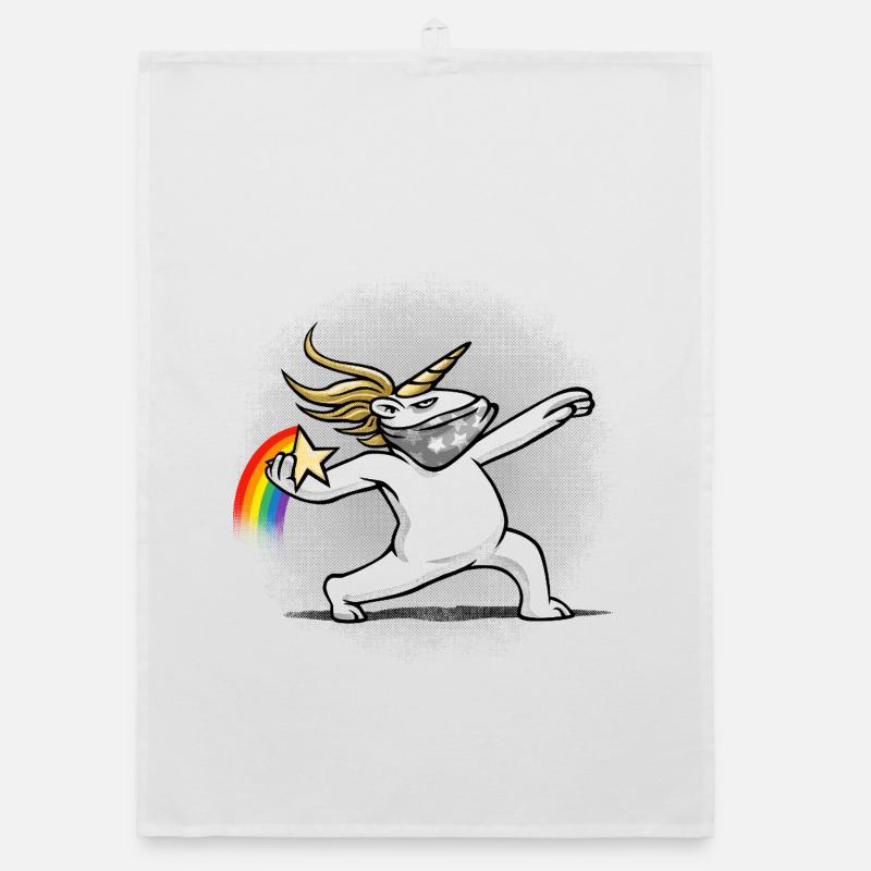 Einhorn wirft einen Regenbogen - Organic Geschirrtuch - Weiß
