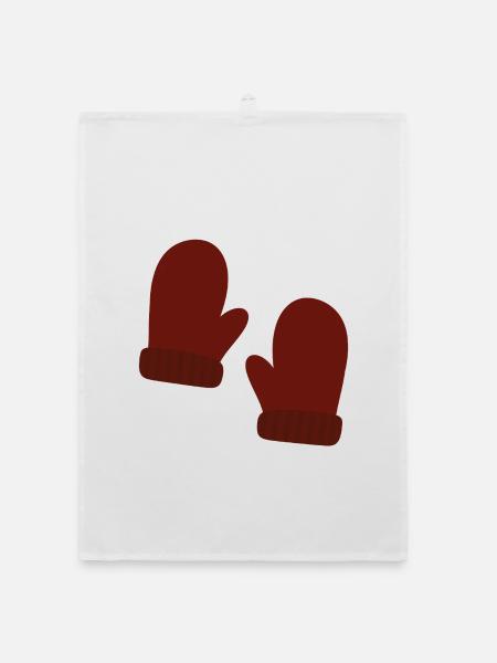 Illustration de mitaines d’hiver confortables - Torchon bio - blanc - Devant