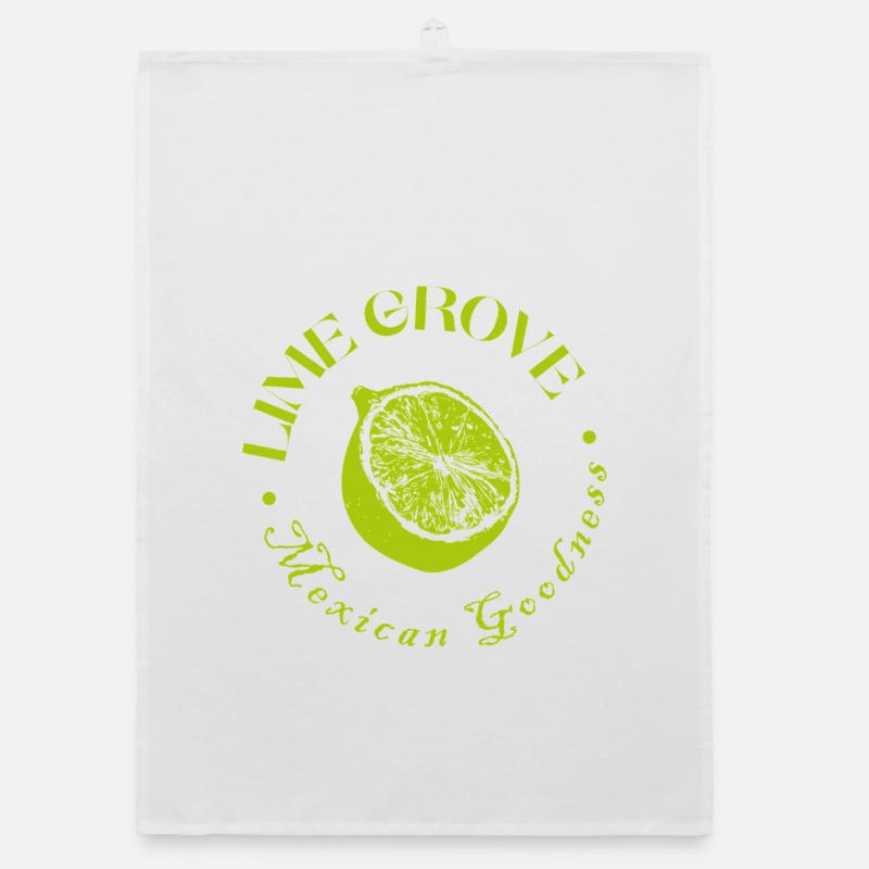Citron vert et citron design botanique - Torchon bio - blanc