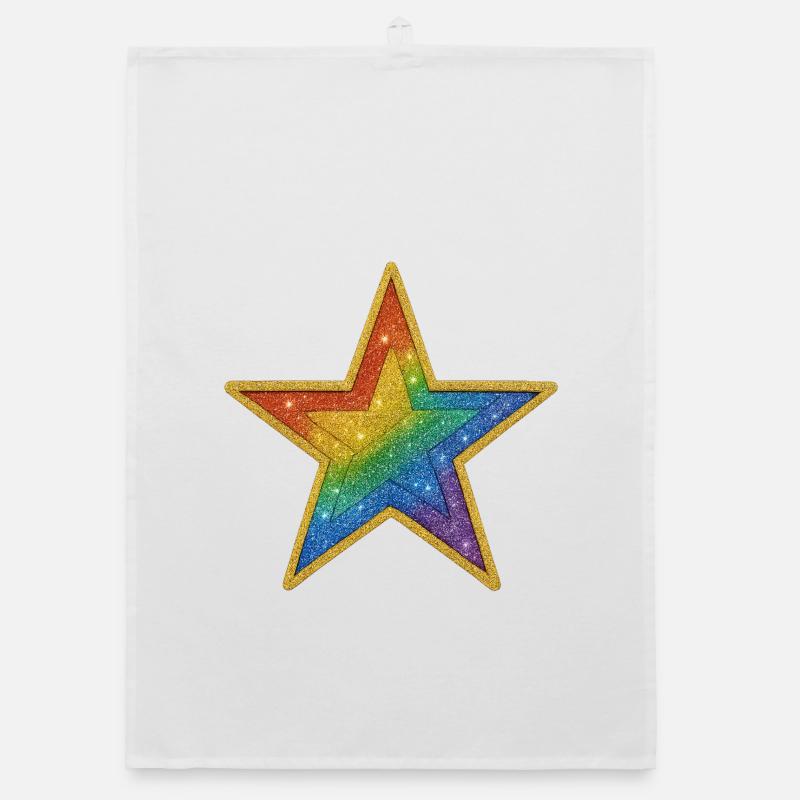 Regenbogen-Glitzer-Stern-Patch-Design Organic Geschirrtuch