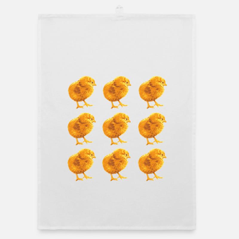 Modèle de poussin pour le printemps et la nature - Torchon bio - blanc