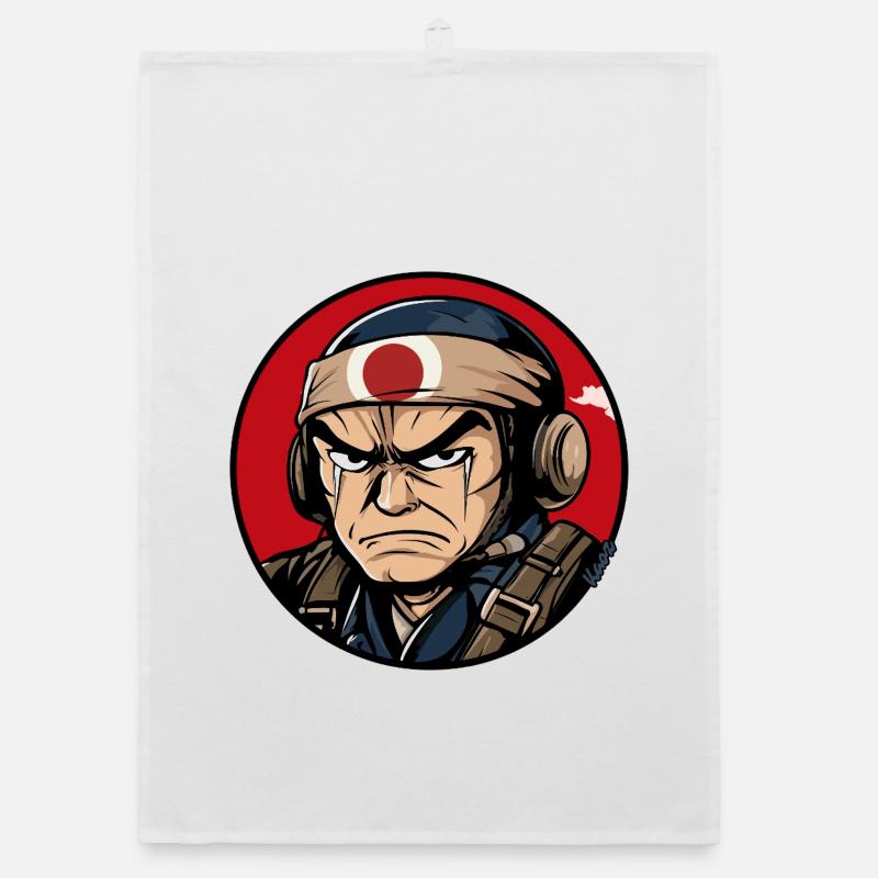 Krieger Samurai Cartoon Design Organic Geschirrtuch