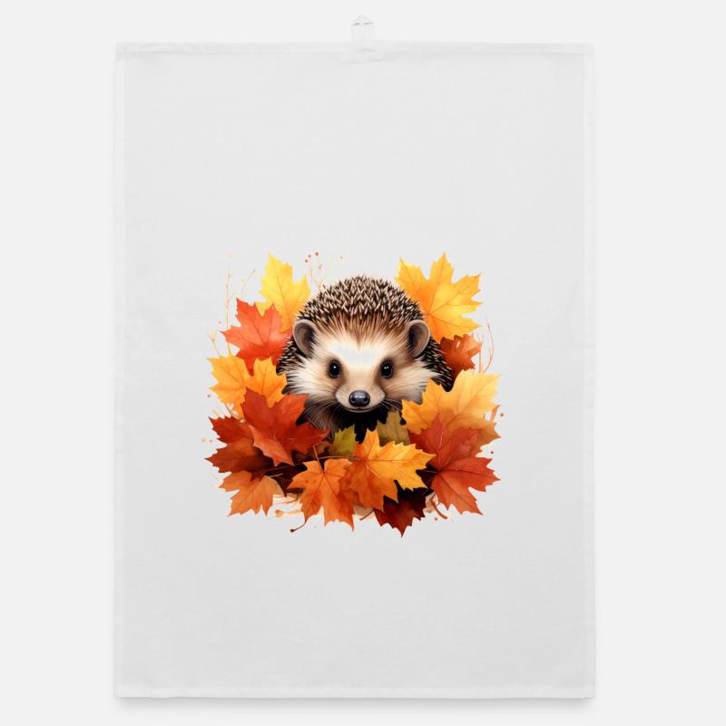 Hérisson d'automne dans les feuilles Torchon bio