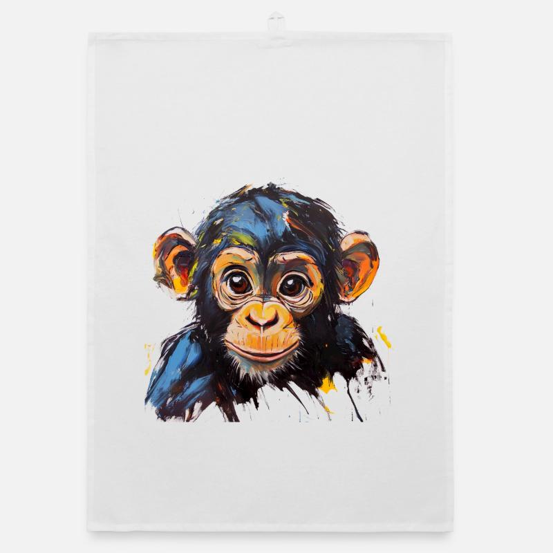 Conception d’art expressive de portrait de bébé singe Torchon bio