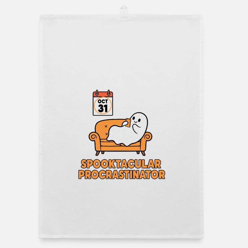Spooky Ghost Procrastinator Design Organic dish towel