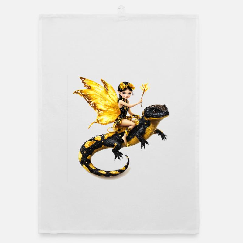 Fairy Sheep with Wings on Dragons Organic dish towel