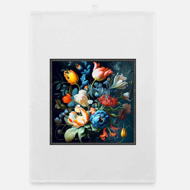 Bouquet de fleurs avec jeu de couleurs imaginatif Gobeli Torchon bio