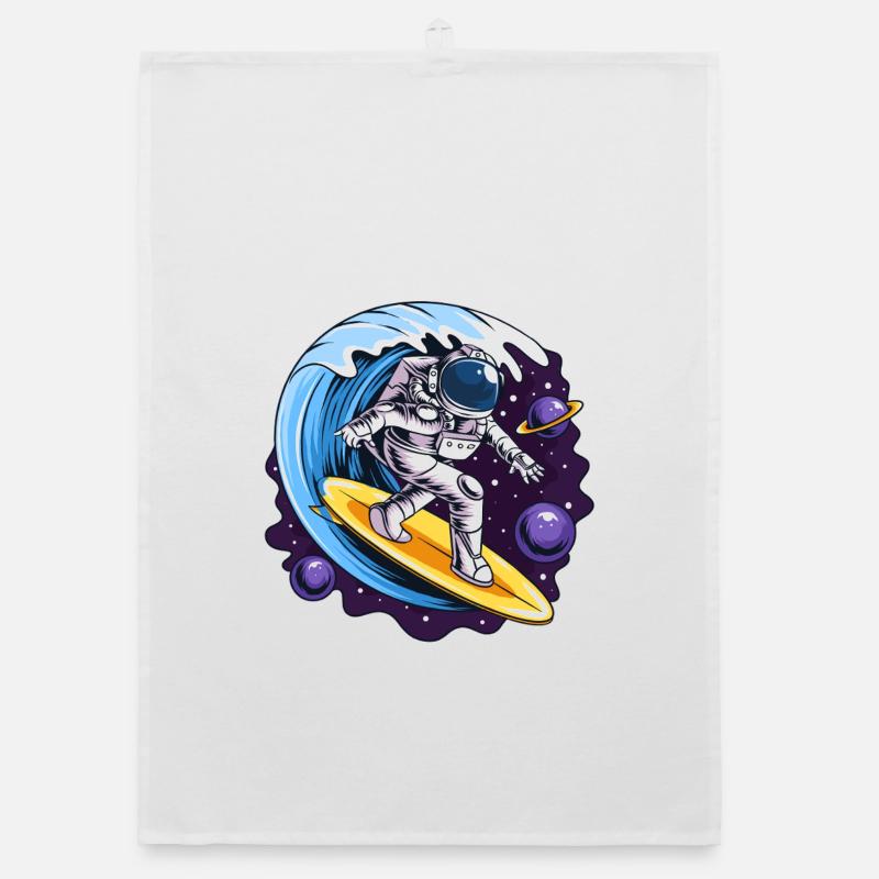 Astronaute de l’espace sur des planches de surf Torchon bio