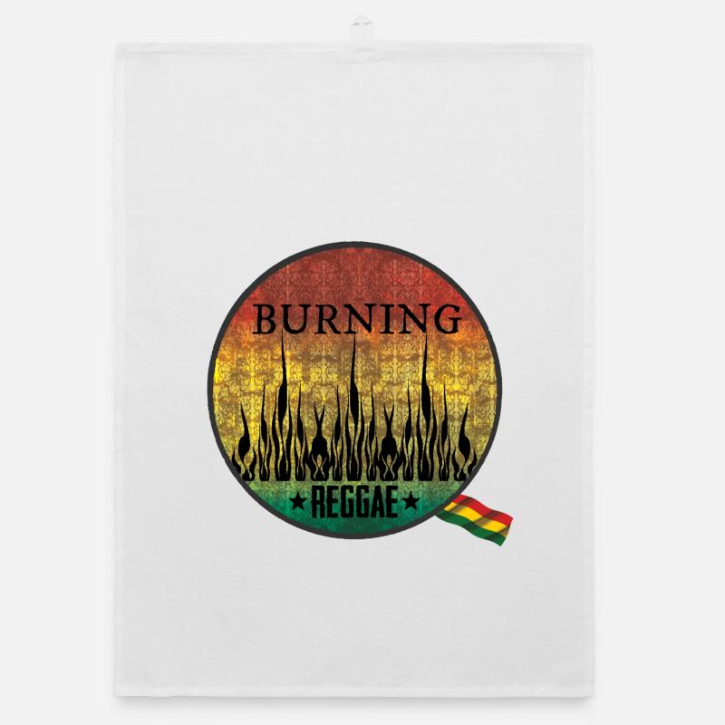 Fiery Burning Reggae Emblem Organic dish towel