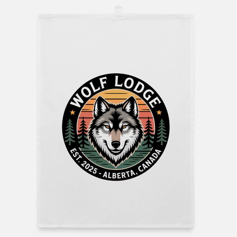 Wolf Lodge Alberta Emblem Organic Geschirrtuch