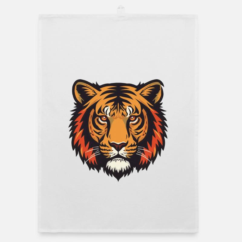 Expressive tiger head impression Organic dish towel