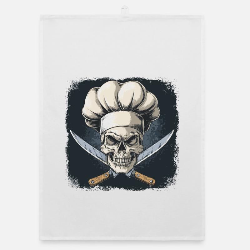 Crâne avec toque de chef Torchon bio