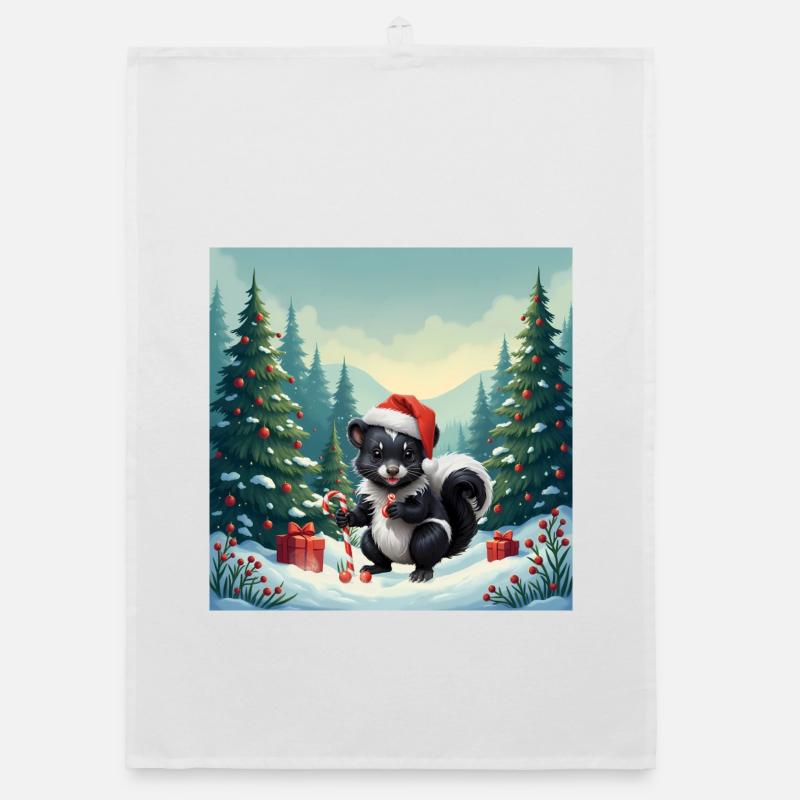 Moufette de Noël dans la forêt enneigée Torchon bio